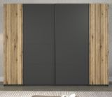 Kleiderschrank Esteban in grau und Evoke Eiche Schiebetrenschrank 4-trig 270 x 205 cm