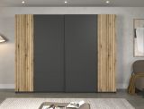 Kleiderschrank Esteban in grau und Evoke Eiche Schiebetrenschrank 4-trig 270 x 205 cm