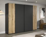 Kleiderschrank Esteban in grau und Evoke Eiche Schiebetrenschrank 4-trig 270 x 205 cm