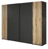 Kleiderschrank Esteban in grau und Evoke Eiche Schiebetrenschrank 4-trig 270 x 205 cm