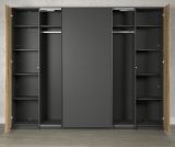Kleiderschrank Esteban in grau und Evoke Eiche Schiebetrenschrank 4-trig 270 x 205 cm