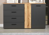 Kommode Esteban in grau und Evoke Eiche Sideboard 139 cm