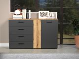 Kommode Esteban in grau und Evoke Eiche Sideboard 139 cm