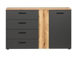 Kommode Esteban in grau und Evoke Eiche Sideboard 139 cm