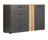 Kommode Esteban in grau und Evoke Eiche Sideboard 139 cm