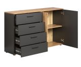 Kommode Esteban in grau und Evoke Eiche Sideboard 139 cm