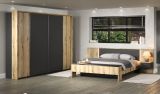 Schlafzimmer komplett Set Esteban in grau und Evoke Eiche Doppelbett 180 x 200 cm und Kleiderschrank