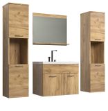 Badm�bel Set Haven in Eiche Gold Badkombination h�ngend MIT Waschbecken 150 x 190 cm