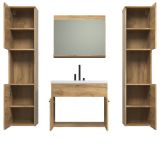 Badm�bel Set Haven in Eiche Gold Badkombination h�ngend MIT Waschbecken 150 x 190 cm