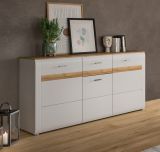 Sideboard Darell in grau und Riviera Eiche Kommode 150 cm, Soft-Close