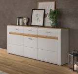Sideboard Darell in grau und Riviera Eiche Kommode 150 cm, Soft-Close