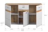 Sideboard Darell in grau und Riviera Eiche Kommode 150 cm, Soft-Close