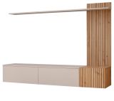 Wohnwand Madina in Sand matt und Artisan Eiche Schrankwand hngend 180 cm, Push-to-Open