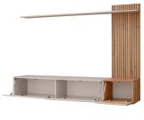 Wohnwand Madina in Sand matt und Artisan Eiche Schrankwand hngend 180 cm, Push-to-Open