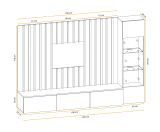 Wohnwand Pearl in Jackson Eiche und schwarz Schrankwand 220 cm inklusive LED Beleuchtung, Push-to-Open