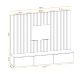 TV-Lowboard Set Pearl in Jackson Eiche und schwarz TV Unterteil mit Akustikpaneele 180 cm, Push-to-Open