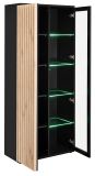 Vitrine Morgan in schwarz und Jackson Eiche Vitrinenschrank mit 3D-Lamellen inkl. LED