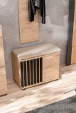 Garderobe Sitzbank Collin in Jackson Eiche und schwarz Garderobenbank mit 3-D Lamellen 60 cm