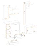 Garderobe Set 4-teilig Collin in Jackson Eiche und schwarz Garderobenkombination mit 3-D Lamellen