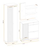 Garderobe Set 3-teilig Collin in Jackson Eiche und schwarz Garderobenkombination mit 3-D Lamellen