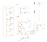 Garderobe Set 5-teilig Collin in Jackson Eiche und schwarz Garderobenkombination mit 3-D Lamellen