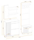 Garderobe Set 4-teilig Collin in Jackson Eiche und schwarz Garderobenkombination mit 3-D Lamellen