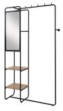 Kompaktgarderobe Wick in schwarz Metall Garderobe mit Spiegel 100 cm