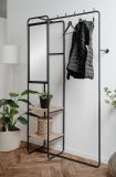 Kompaktgarderobe Wick in schwarz Metall Garderobe mit Spiegel 100 cm