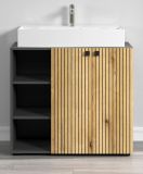 Waschtisch Set Bliss in Evoke Eiche und grau Komplett-Set mit Waschbecken 90 cm