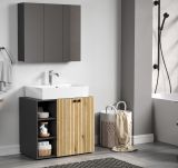 Waschtisch Set Bliss in Evoke Eiche und grau Komplett-Set mit Waschbecken 90 cm