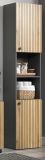 Badezimmer Hochschrank Bliss in Evoke Eiche und grau Badschrank 40 x 186 cm