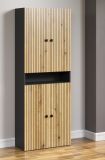 Badezimmer Hochschrank Bliss in Evoke Eiche und grau Badschrank 70 x 186 cm