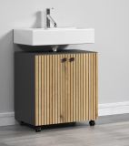 Waschbeckenunterschrank Bliss in Evoke Eiche und grau Badschrank 60 cm