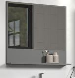 Badezimmer Spiegel Bliss in grau Badspiegel mit Ablage 80 cm