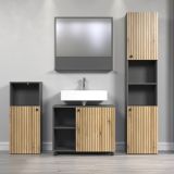 Badmbel Set Bliss in Evoke Eiche und grau Badkombination 4-teilig 180 x 186 cm