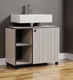 Waschbeckenunterschrank Bliss in Cashmere grau Badschrank auf Rollen 80 cm