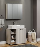 Badezimmer Spiegelschrank Bliss in Cashmere grau Badschrank 3-trig 90 cm