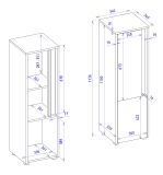 Badezimmer Midischrank Center in grau matt und Wotan Eiche Badmbel Kommode 34 x 114 cm
