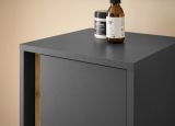Badezimmer Midischrank Center in grau matt und Wotan Eiche Badmbel Kommode 34 x 114 cm