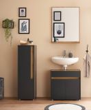 Badmbel Set 3-teilig Center in grau matt und Wotan Eiche Badkombination 114 cm