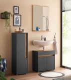 Badmbel Set 3-teilig Center in grau matt und Wotan Eiche Badkombination 114 cm