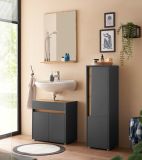 Badmbel Set 3-teilig Center in grau matt und Wotan Eiche Badkombination 114 cm