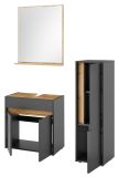 Badmbel Set 3-teilig Center in grau matt und Wotan Eiche Badkombination 114 cm