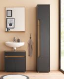 Badmbel Set 3-teilig Center in grau matt und Wotan Eiche Badkombination 114 cm