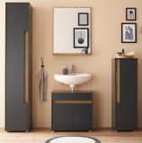 Badmbel Set 4-teilig Center in grau matt und Wotan Eiche Badkombination 168 cm