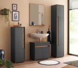 Badmbel Set 4-teilig Center in grau matt und Wotan Eiche Badkombination 168 cm