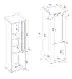 Badezimmer Midischrank Center in wei� und Wotan Eiche Badm�bel Kommode 34 x 114 cm