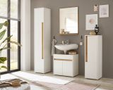 Badezimmer Midischrank Center in wei� und Wotan Eiche Badm�bel Kommode 34 x 114 cm