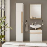 Badezimmer Hochschrank Center in wei und Wotan Eiche Badschrank 34 x 200 cm