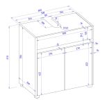Waschbeckenunterschrank Center in wei und Wotan Eiche Badezimmer Unterschrank 60 cm